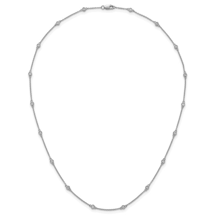 Shop 14K White Gold Diamond Station Cable Chain Necklace - Stylish Luxury Value-4