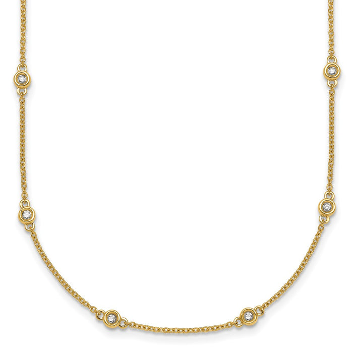 Buy Stylish 14K Gold Diamond Station Cable Necklace - 18" Long, 3.5g-1