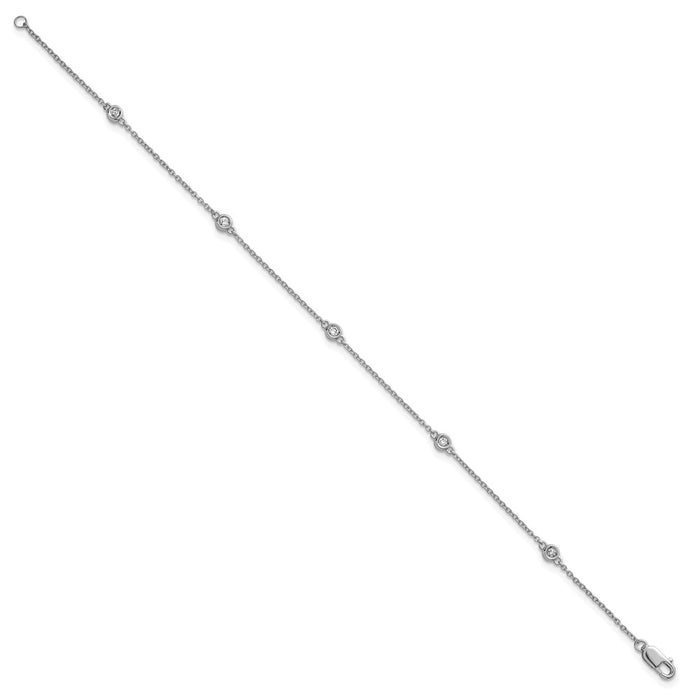 Buy Exclusive 14K White Gold Diamond Station Cable Bracelet - Stylish Value!-2