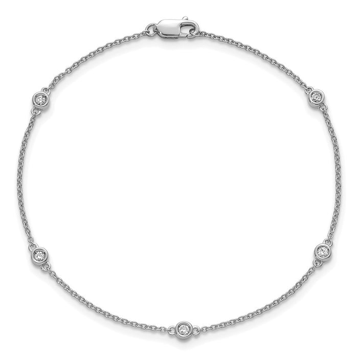 Buy Exclusive 14K White Gold Diamond Station Cable Bracelet - Stylish Value!-4