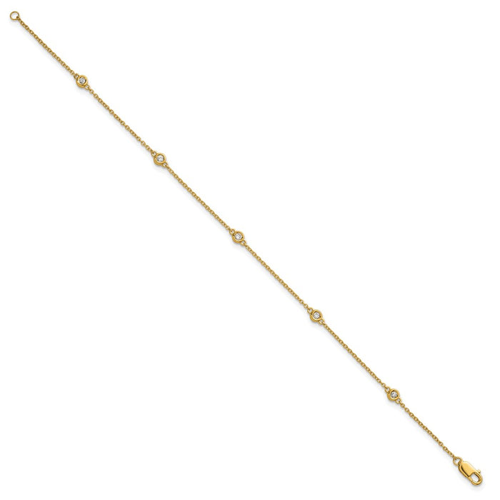 Exclusive 14K Gold Diamond Station Cable Bracelet - Stylish & Affordable Luxury-2