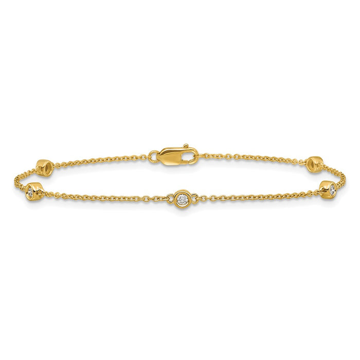 Exclusive 14K Gold Diamond Station Cable Bracelet - Stylish & Affordable Luxury-3