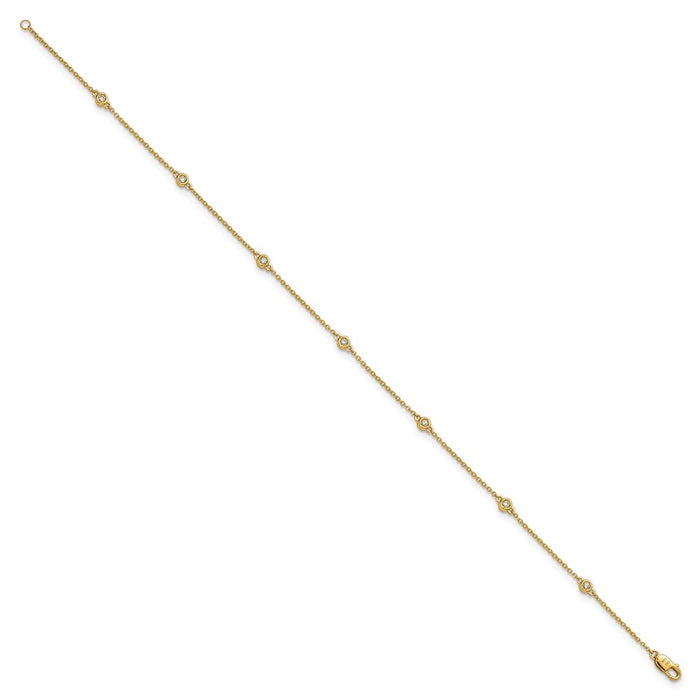 High-Quality 14K Gold Diamond Station Cable Anklet - Stylish & Affordable!-2