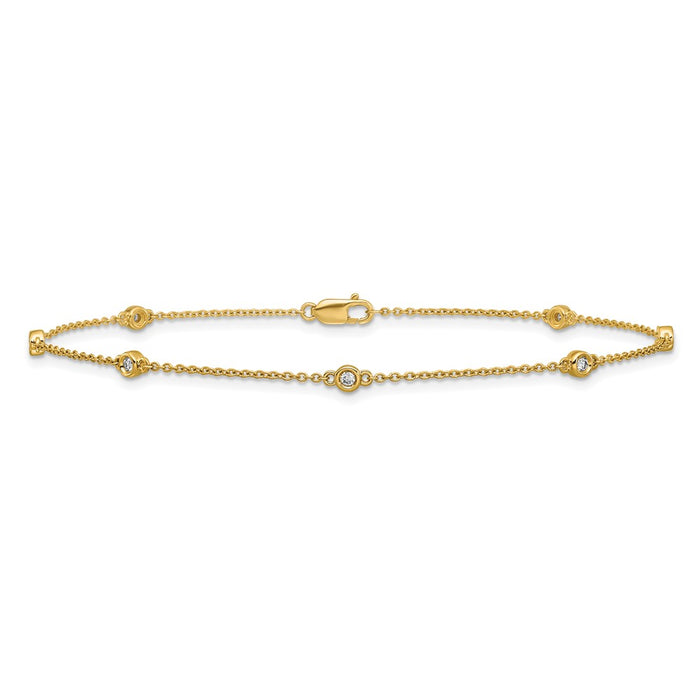 High-Quality 14K Gold Diamond Station Cable Anklet - Stylish & Affordable!-3