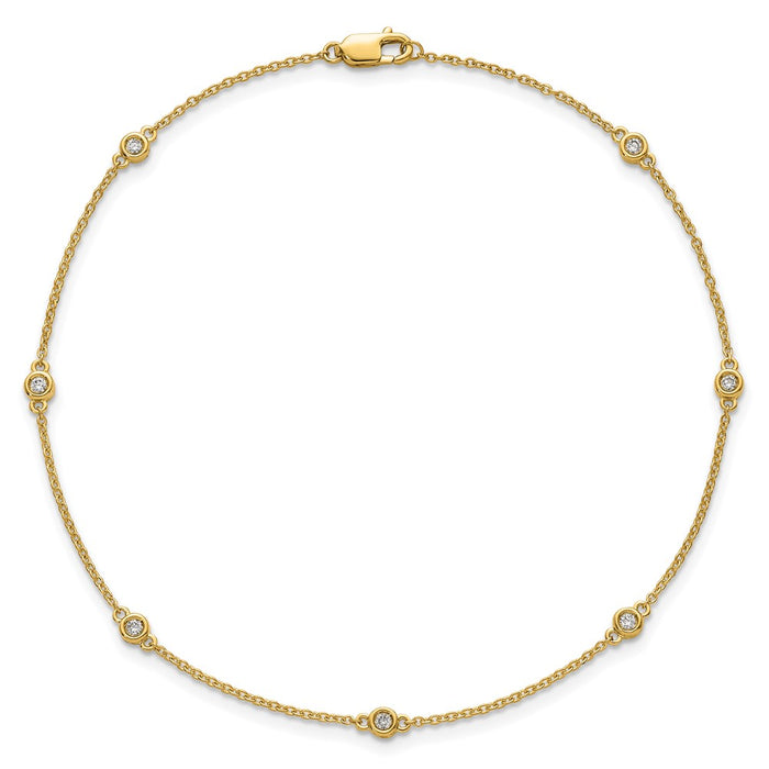 High-Quality 14K Gold Diamond Station Cable Anklet - Stylish & Affordable!-4