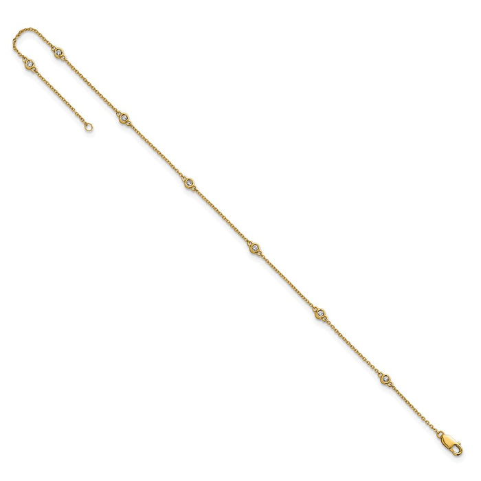 High-Quality 14K Gold Diamond Station Cable Anklet - Stylish & Affordable!-5