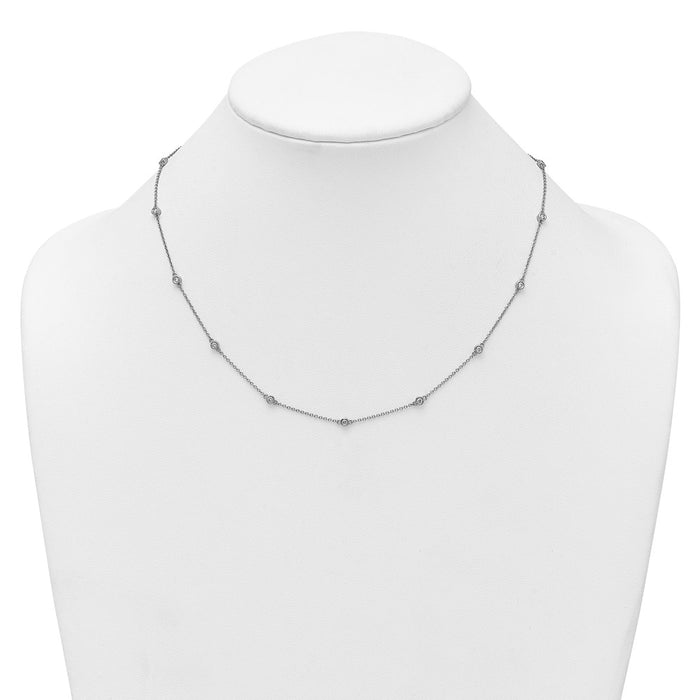 Designer 14K White Gold Diamond Station Necklace - Affordable Luxury Chain-3