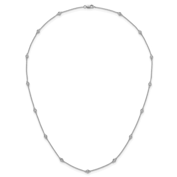 Designer 14K White Gold Diamond Station Necklace - Affordable Luxury Chain-4