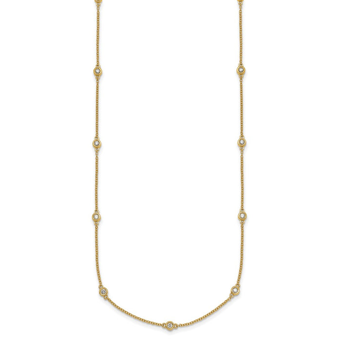 Shop 14K Gold Diamond Station Cable Necklace - Stylish Luxury at Great Value-2