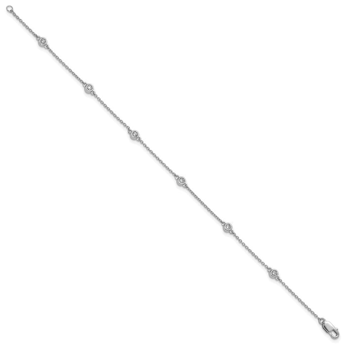 High-Quality 14K White Gold Diamond Station Cable Bracelet - Stylish Value!-2
