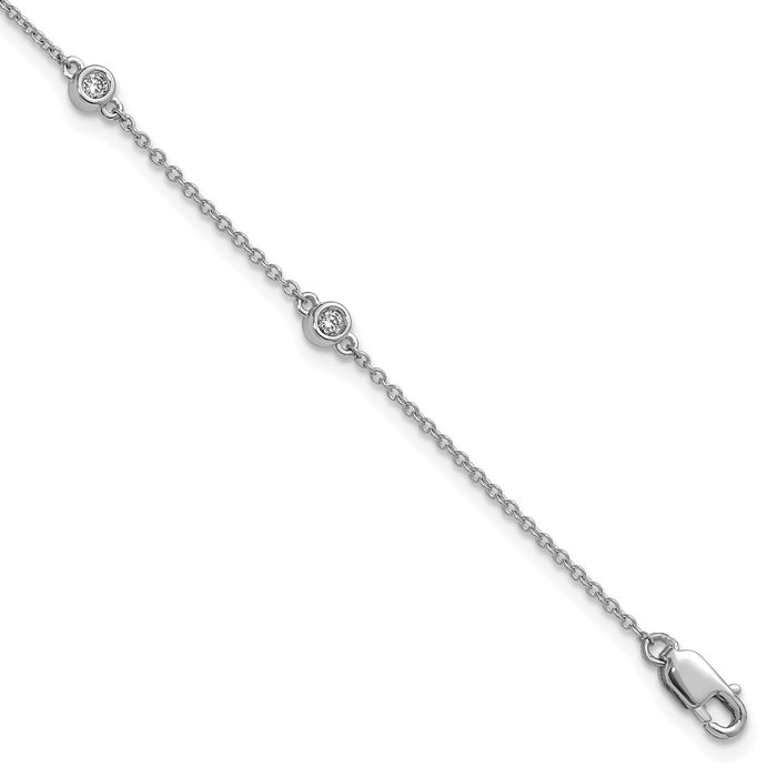 High-Quality 14K White Gold Diamond Station Cable Bracelet - Stylish Value!-1