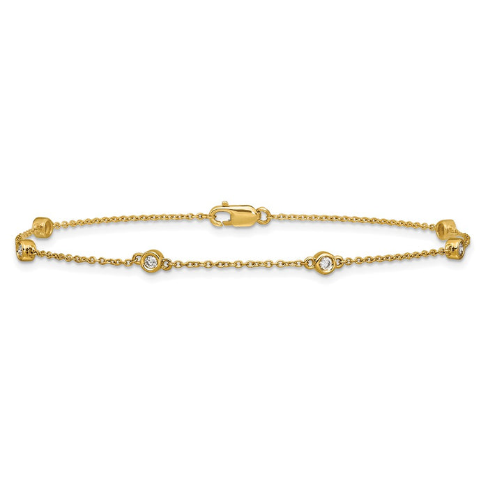 Buy Exclusive 14K Gold Diamond Station Cable Bracelet - Stylish & Affordable!-3