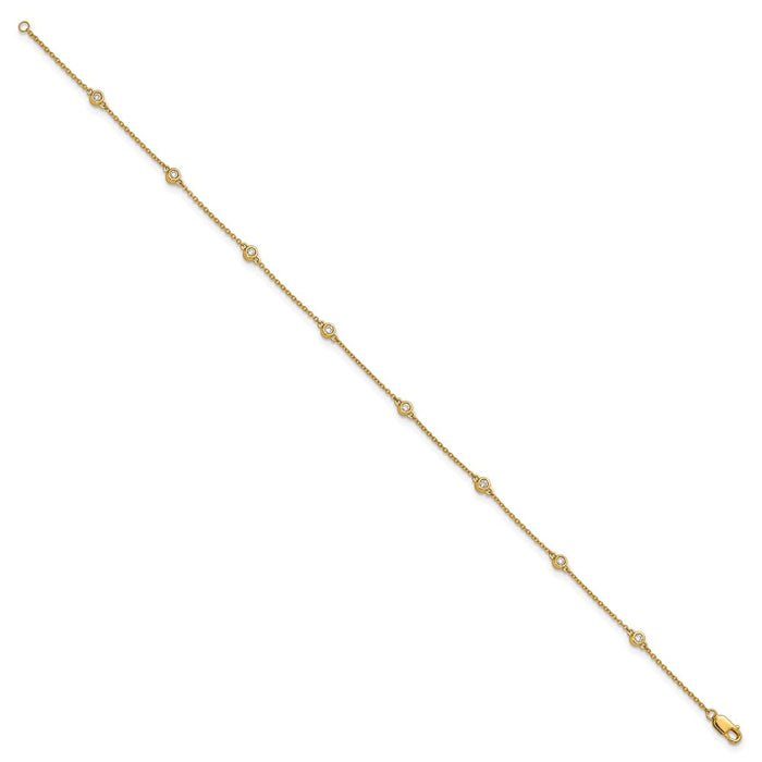 Exclusive 14K Gold Diamond Station Cable Anklet - Stylish & Affordable Design-2