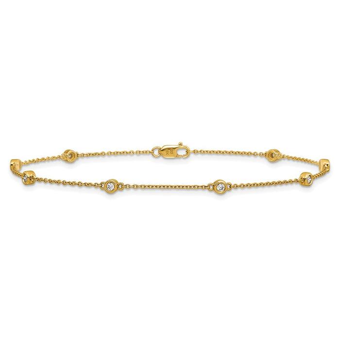 Exclusive 14K Gold Diamond Station Cable Anklet - Stylish & Affordable Design-3