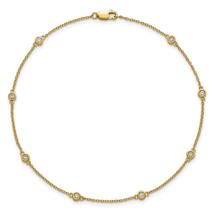 Exclusive 14K Gold Diamond Station Cable Anklet - Stylish & Affordable Design-4