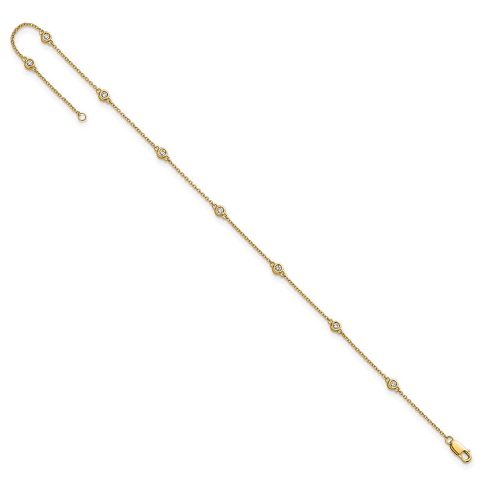 Exclusive 14K Gold Diamond Station Cable Anklet - Stylish & Affordable Design-5