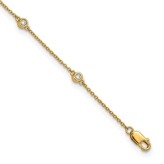 Exclusive 14K Gold Diamond Station Cable Anklet - Stylish & Affordable Design-1
