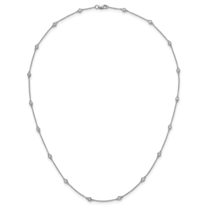 Exclusive 14K White Gold Diamond Station Cable Chain Necklace - Stylish Value-4