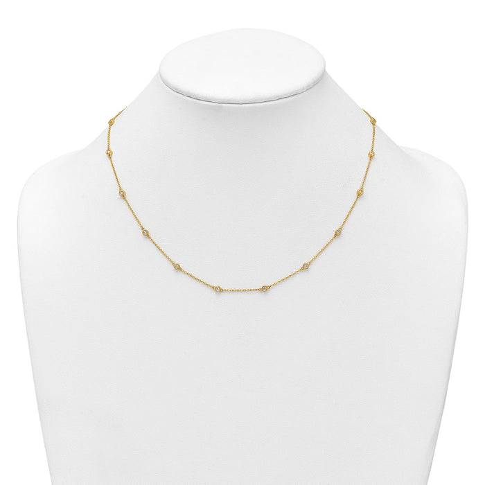 Shop 14K Gold Diamond Station Cable Necklace - Stylish Luxury Design, 18"-3