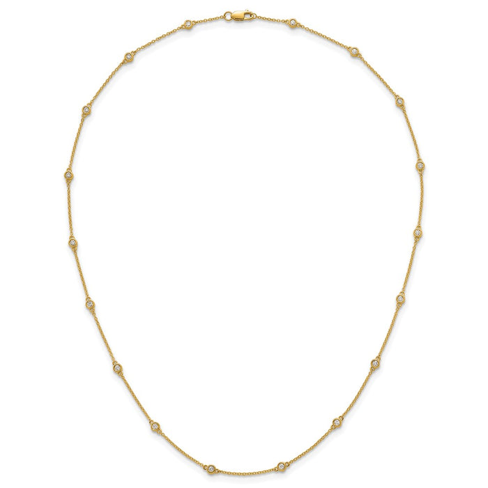 Shop 14K Gold Diamond Station Cable Necklace - Stylish Luxury Design, 18"-4