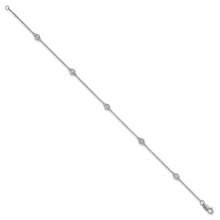 Buy 14K White Gold Diamond Station Cable Bracelet - Stylish & Elegant Value!-2