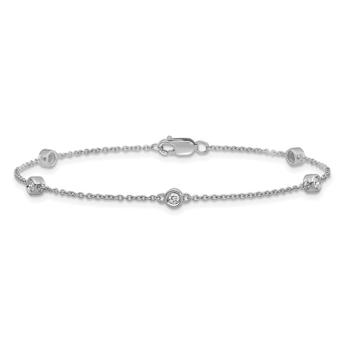 Buy 14K White Gold Diamond Station Cable Bracelet - Stylish & Elegant Value!-3