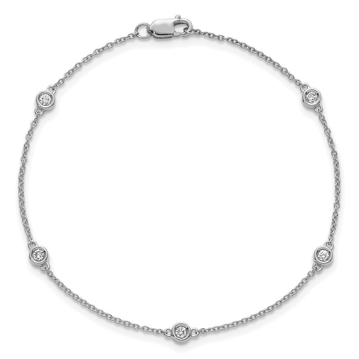 Buy 14K White Gold Diamond Station Cable Bracelet - Stylish & Elegant Value!-4