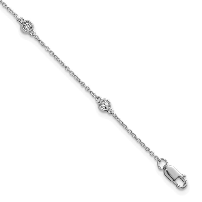 Buy 14K White Gold Diamond Station Cable Bracelet - Stylish & Elegant Value!-1