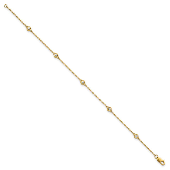 High-Quality 14K Gold Diamond Station Cable Bracelet - Stylish Luxury Value!-2