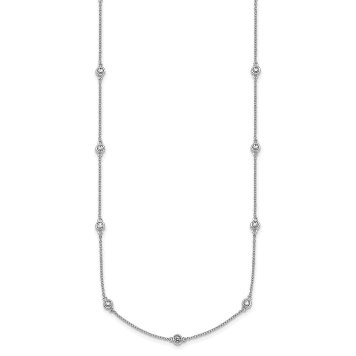 Buy 14K White Gold Diamond Station Cable Chain Necklace - Stylish Elegance-2