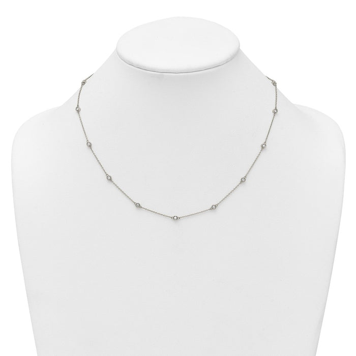Buy 14K White Gold Diamond Station Cable Chain Necklace - Stylish Elegance-3