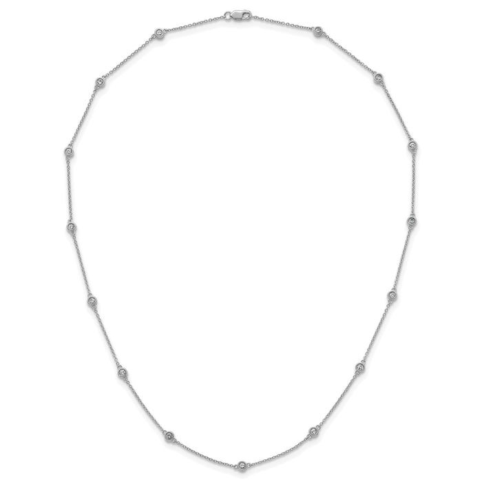 Buy 14K White Gold Diamond Station Cable Chain Necklace - Stylish Elegance-4