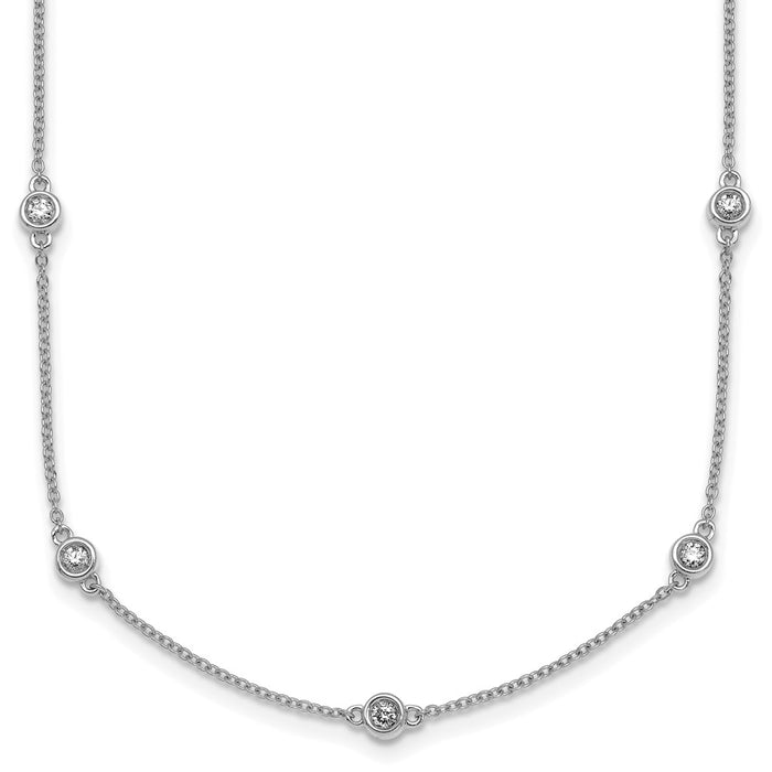 Buy Luxury 14K White Gold Diamond Station Cable Chain Necklace - 18" Stylish Design-1
