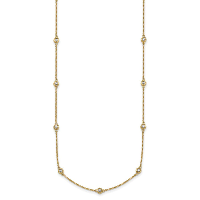 High-Quality 14K Gold Diamond Station Cable Necklace - Stylish Luxury Value-2