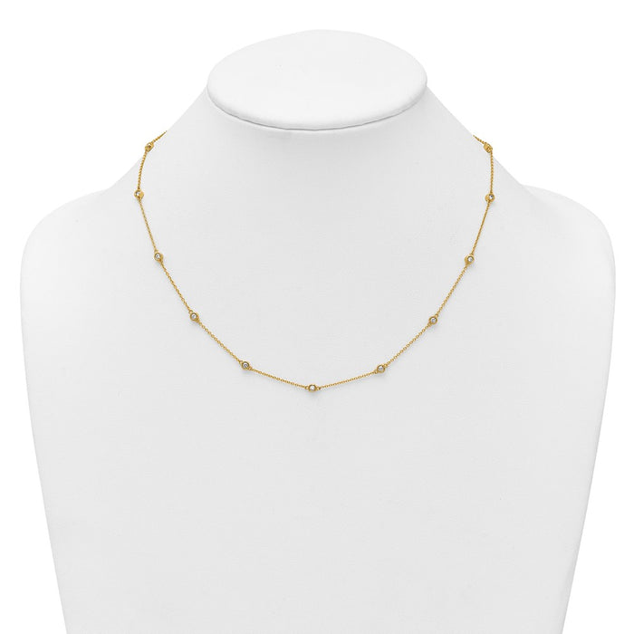 High-Quality 14K Gold Diamond Station Cable Necklace - Stylish Luxury Value-3