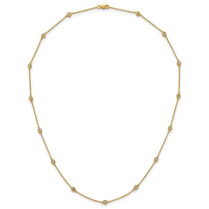 High-Quality 14K Gold Diamond Station Cable Necklace - Stylish Luxury Value-4