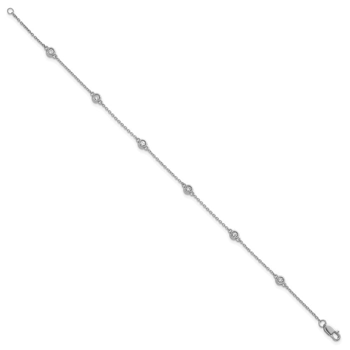 High-Quality 14K White Gold Diamond Station Cable Bracelet | Stylish Elegance-2