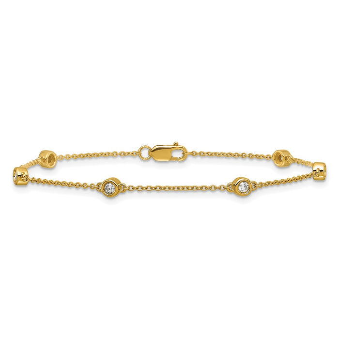 Buy Stylish 14K Gold Diamond Station Cable Bracelet - 7.5", Luxury Design-3