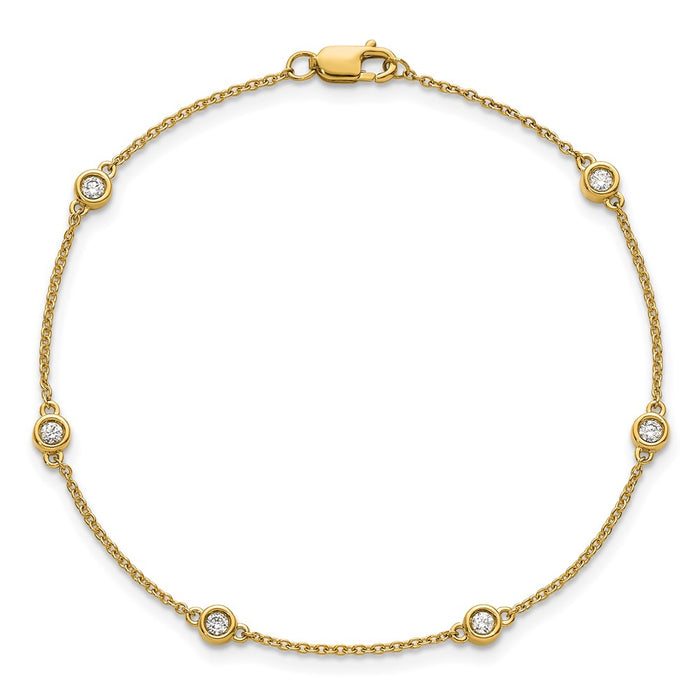 Buy Stylish 14K Gold Diamond Station Cable Bracelet - 7.5", Luxury Design-4