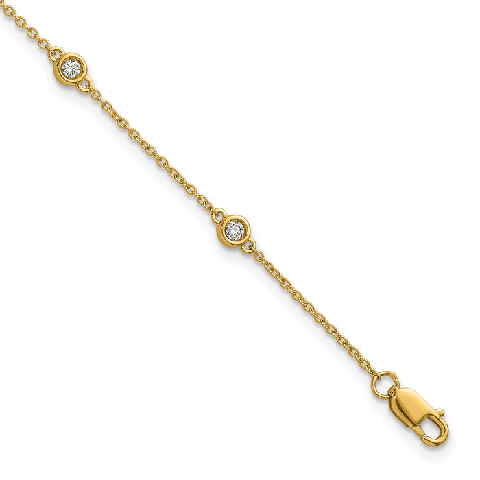 Buy Stylish 14K Gold Diamond Station Cable Bracelet - 7.5", Luxury Design-1