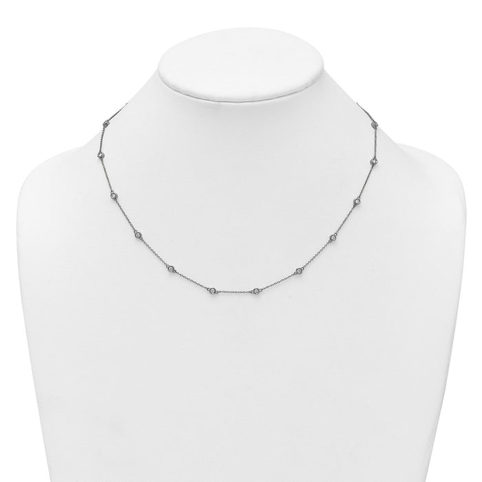 Buy 14K White Gold Diamond Station Cable Chain Necklace - Stylish & Elegant-3