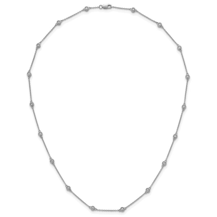 Buy 14K White Gold Diamond Station Cable Chain Necklace - Stylish & Elegant-4