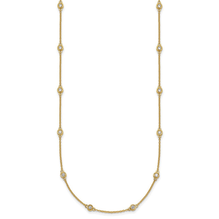 Buy 14K Gold Diamond Station Cable Necklace - Stylish Luxury Accessory-2
