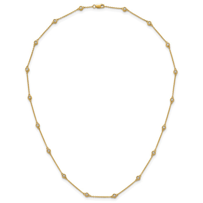Buy 14K Gold Diamond Station Cable Necklace - Stylish Luxury Accessory-4