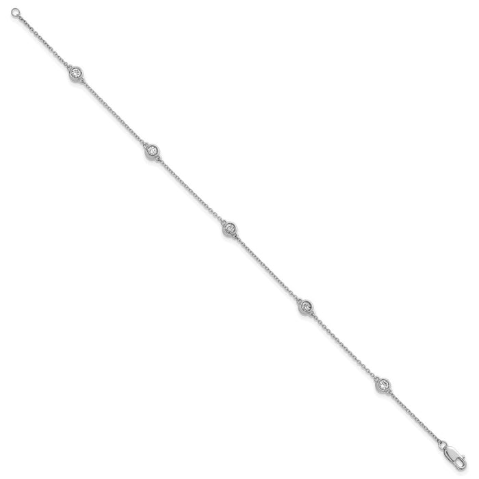 Shop 14K White Gold Diamond Station Cable Bracelet - Stylish & Elegant Design-2