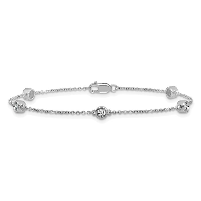 Shop 14K White Gold Diamond Station Cable Bracelet - Stylish & Elegant Design-3