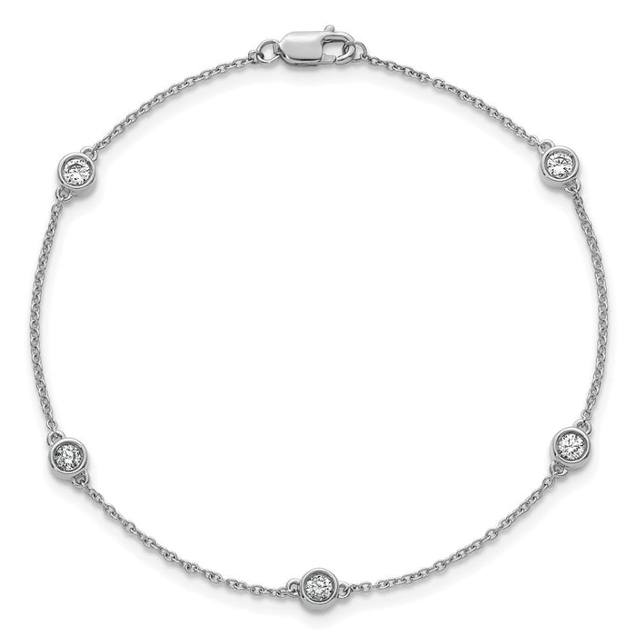 Shop 14K White Gold Diamond Station Cable Bracelet - Stylish & Elegant Design-4