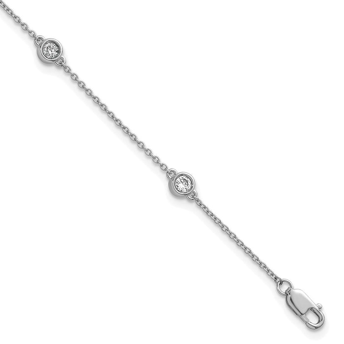 Shop 14K White Gold Diamond Station Cable Bracelet - Stylish & Elegant Design-1