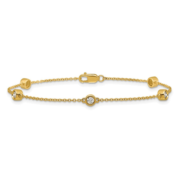 Buy Exclusive 14K Gold Diamond Station Cable Bracelet - Stylish, Luxury Design-3