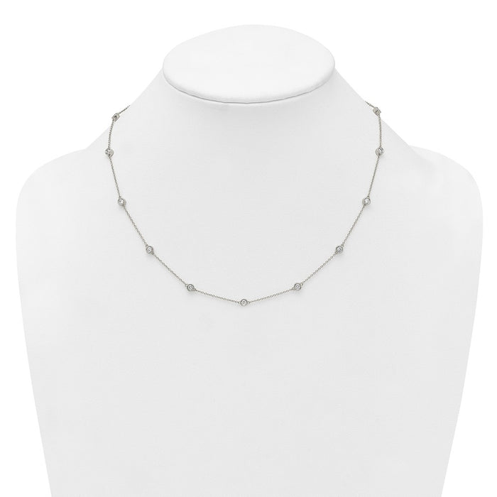 High-Quality 14K White Gold Diamond Station Necklace - Stylish & Affordable!-3